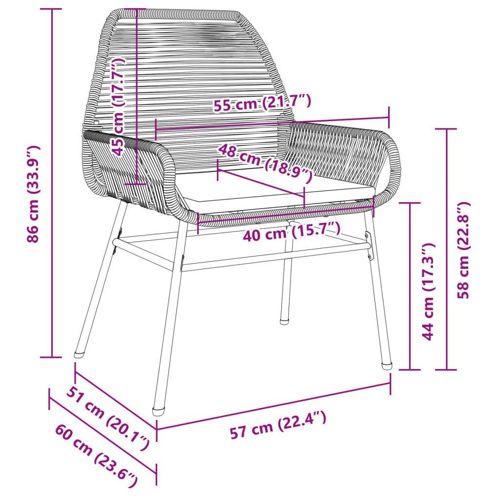 vidaXL Gartenstühle 2 Stk. mit Kissen Grau Poly Rattan