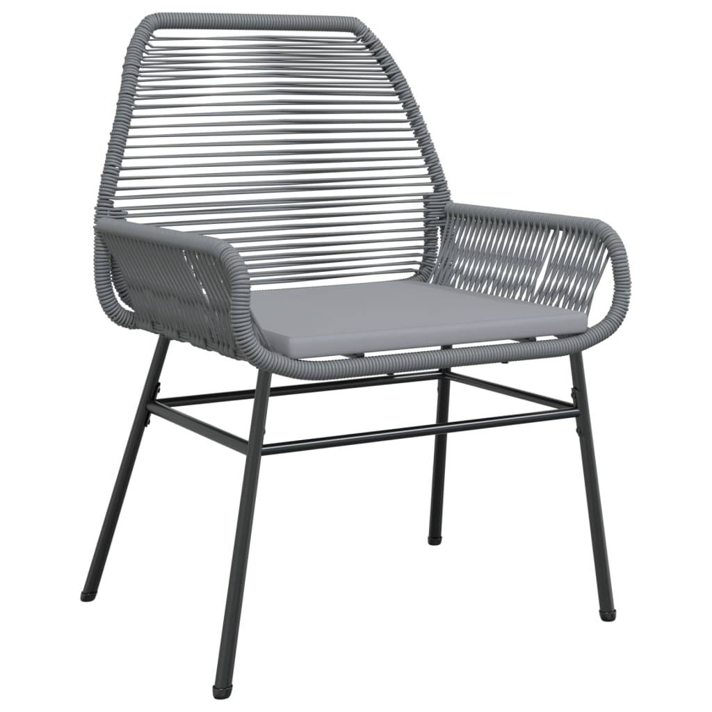 vidaXL Gartenstühle 2 Stk. mit Kissen Grau Poly Rattan