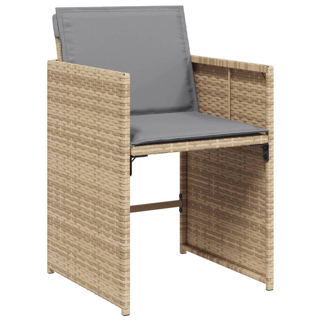 vidaXL 11-tlg. Garten-Essgruppe mit Kissen Beigemischung Poly Rattan