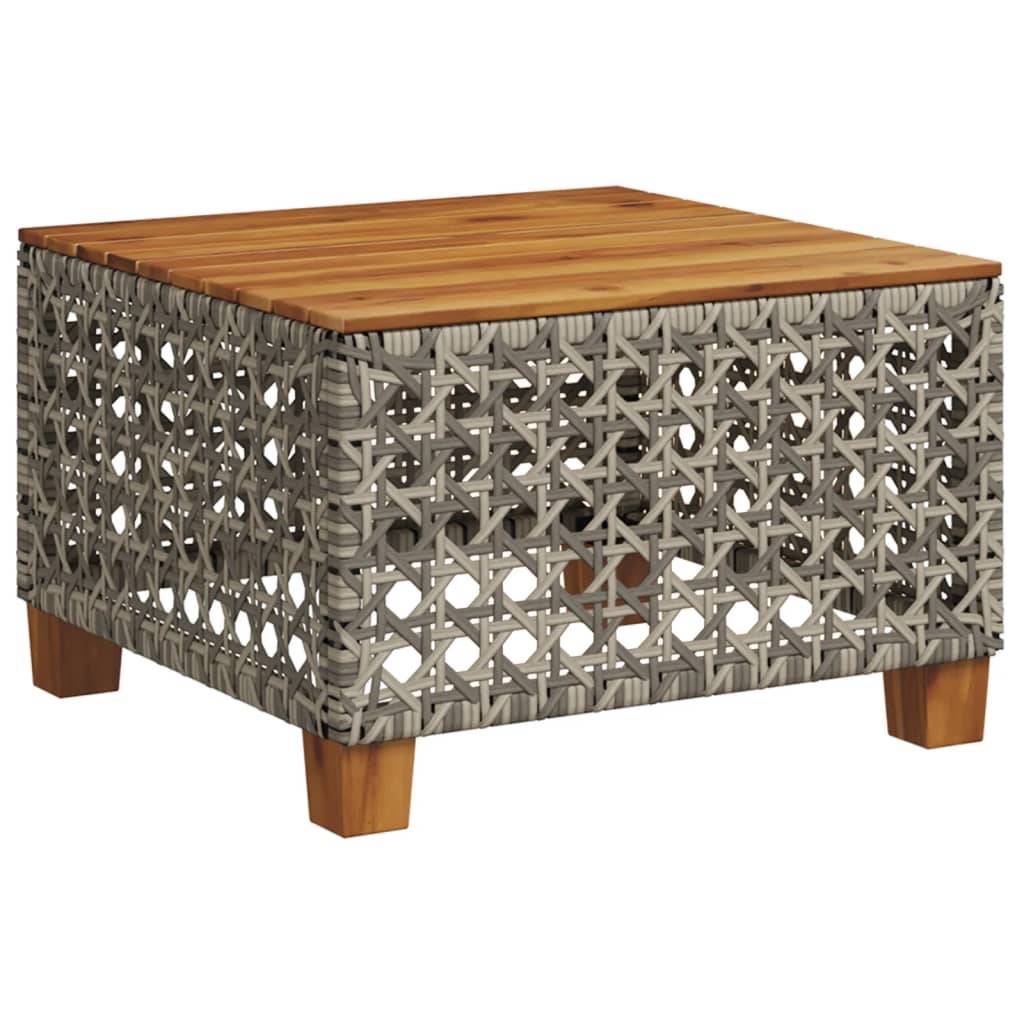 vidaXL Gartentisch Grau 55x55x36 cm Poly Rattan Akazienholz