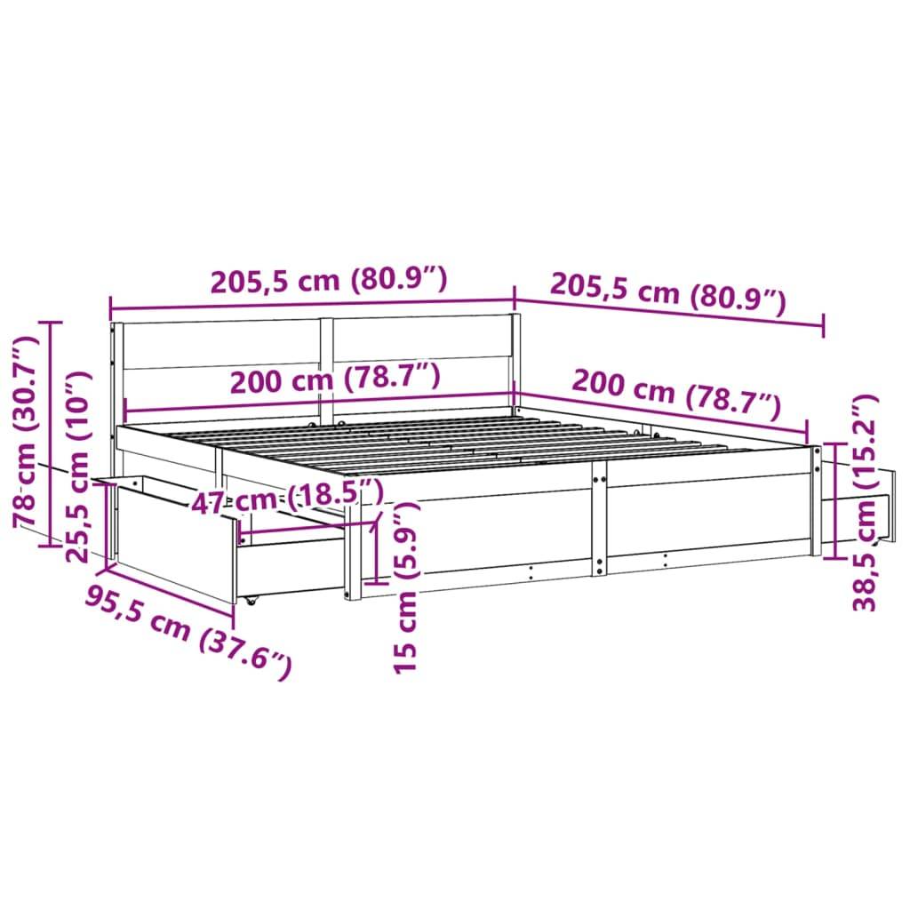 vidaXL Massivholzbett ohne Matratze Weiß 200x200 cm Kiefernholz