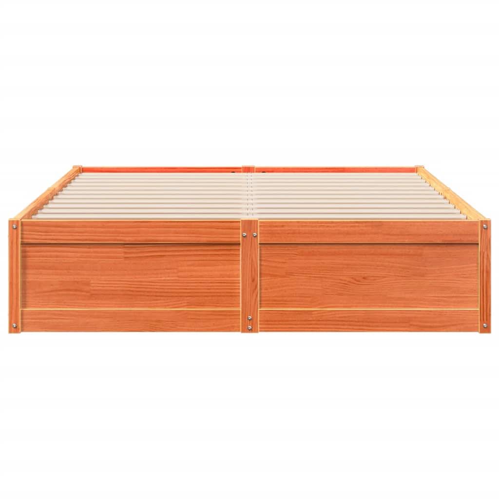 vidaXL Massivholzbett ohne Matratze Wachsbraun 140x200 cm Kiefernholz