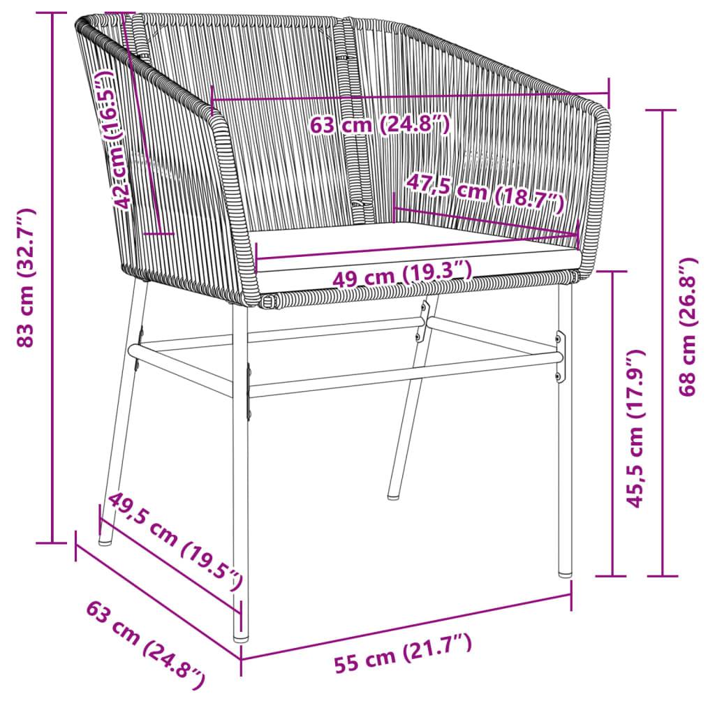 vidaXL Gartenstühle 2 Stk. mit Kissen Grau Poly Rattan