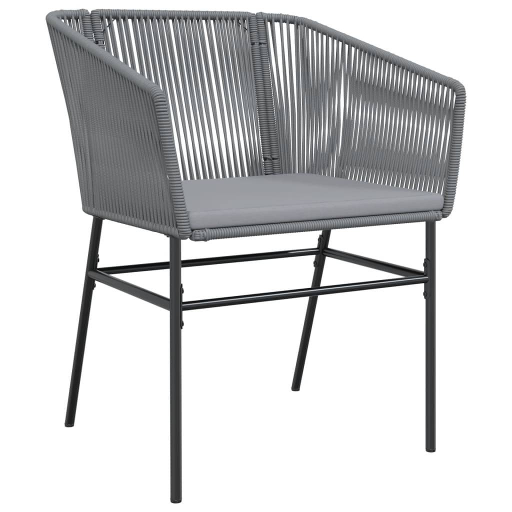 vidaXL Gartenstühle 2 Stk. mit Kissen Grau Poly Rattan