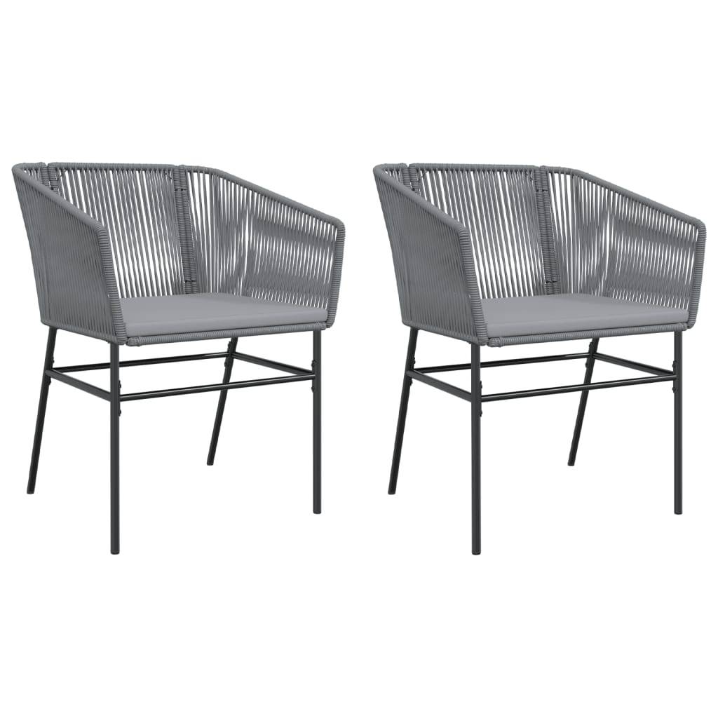 vidaXL Gartenstühle 2 Stk. mit Kissen Grau Poly Rattan