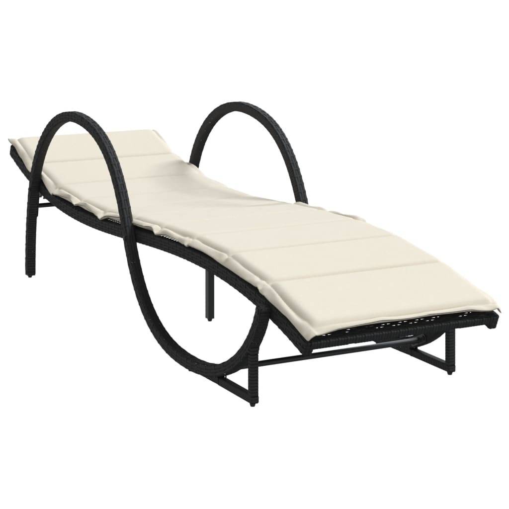 vidaXL Sonnenliegen 2 Stk. mit Auflagen Schwarz Poly Rattan