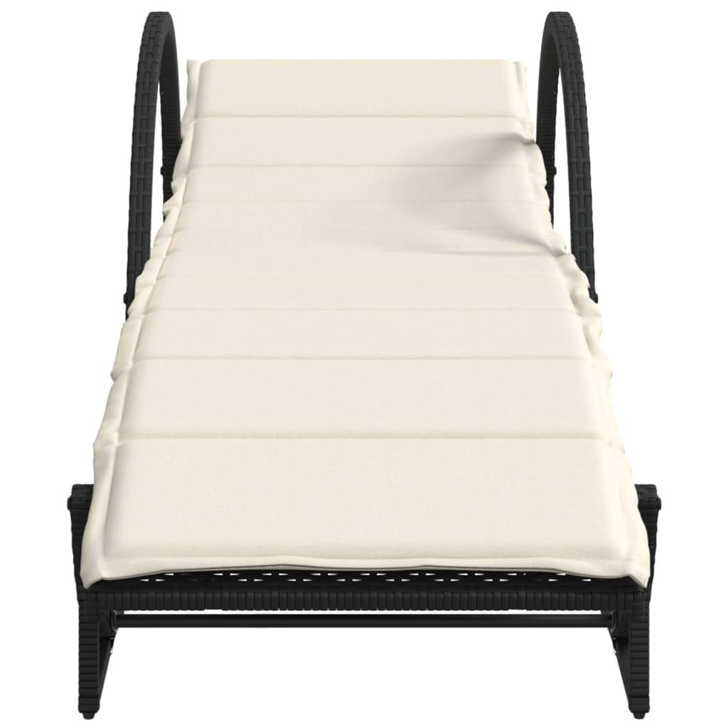 vidaXL Sonnenliegen 2 Stk. mit Auflagen Schwarz Poly Rattan