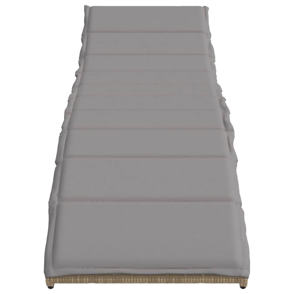vidaXL Sonnenliege mit Kissen Beige 55x199x50 cm Poly Rattan
