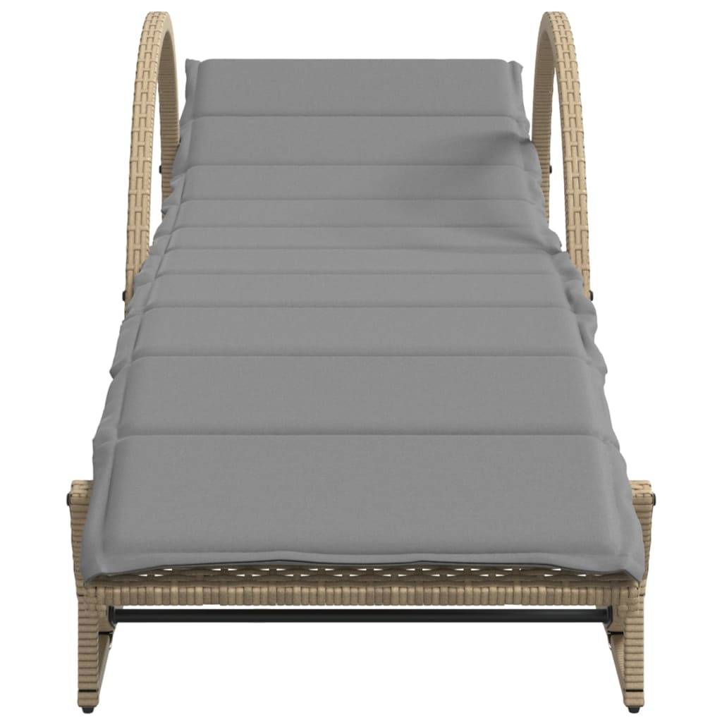 vidaXL Sonnenliegen 2 Stk. mit Auflagen Beige Poly Rattan