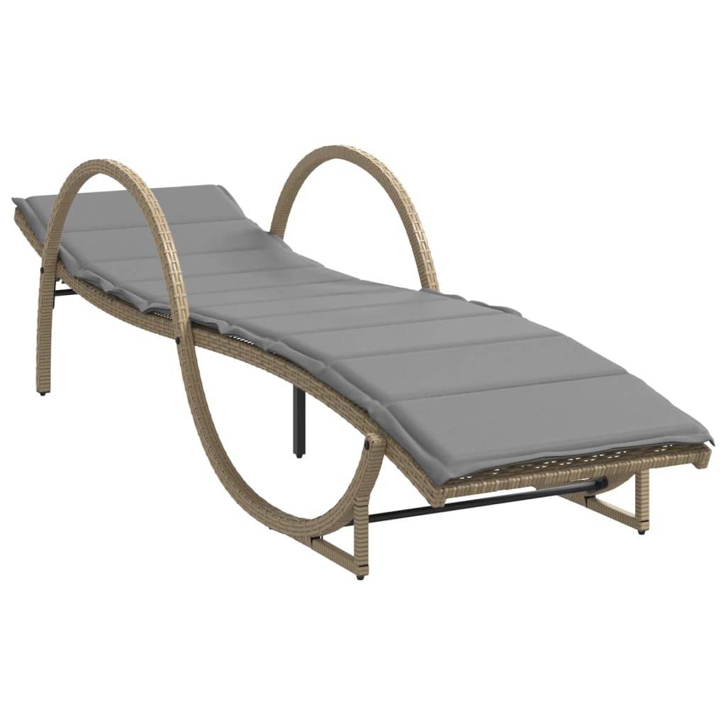 vidaXL Sonnenliegen 2 Stk. mit Auflagen Beige Poly Rattan