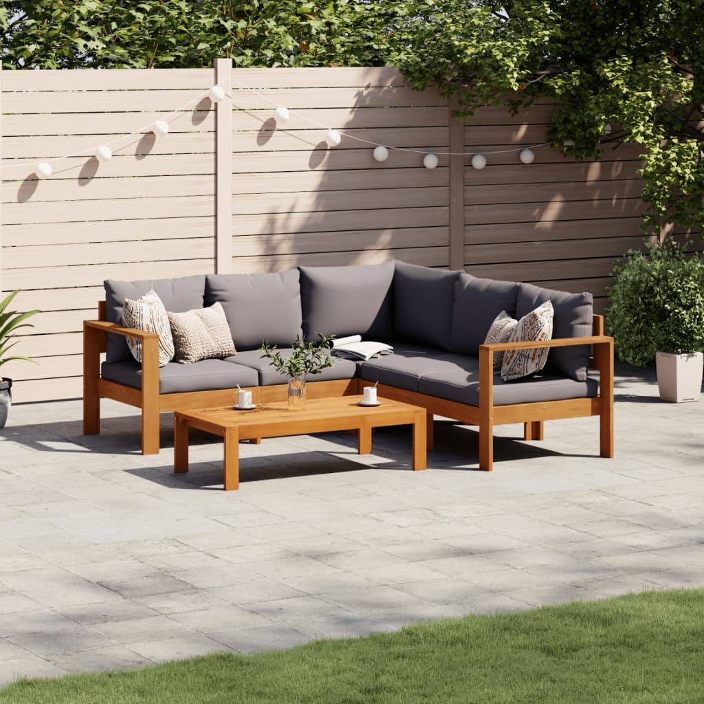 vidaXL 4-tlg. Garten-Sofagarnitur mit Kissen Massivholz Akazie
