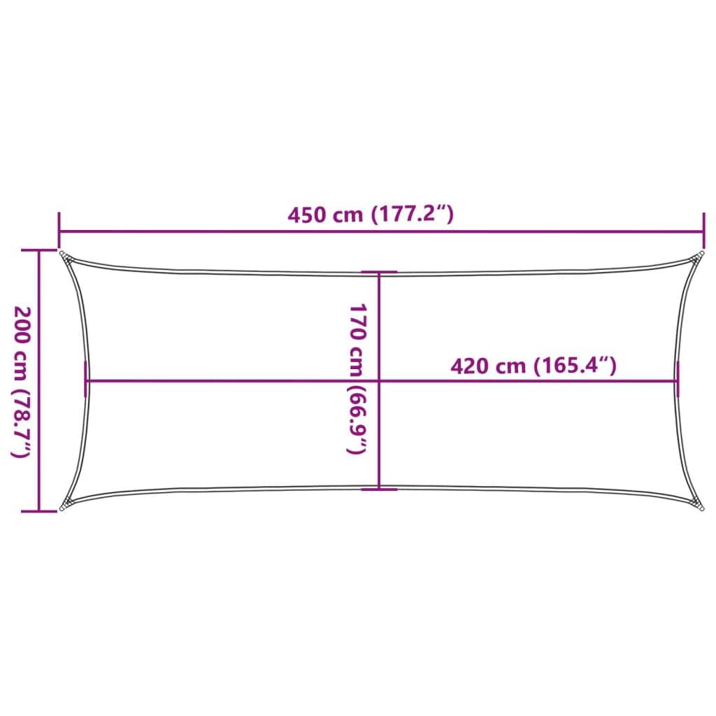 vidaXL Sonnensegel Hellgrau 4,5x2 m 100% Polyester Oxford