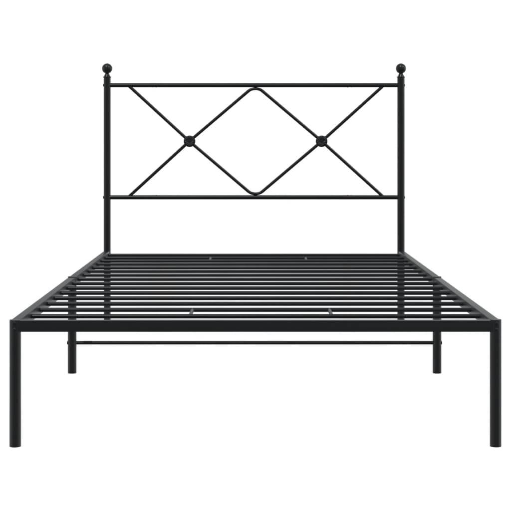 vidaXL Bettgestell mit Kopfteil Metall Schwarz 107x203 cm