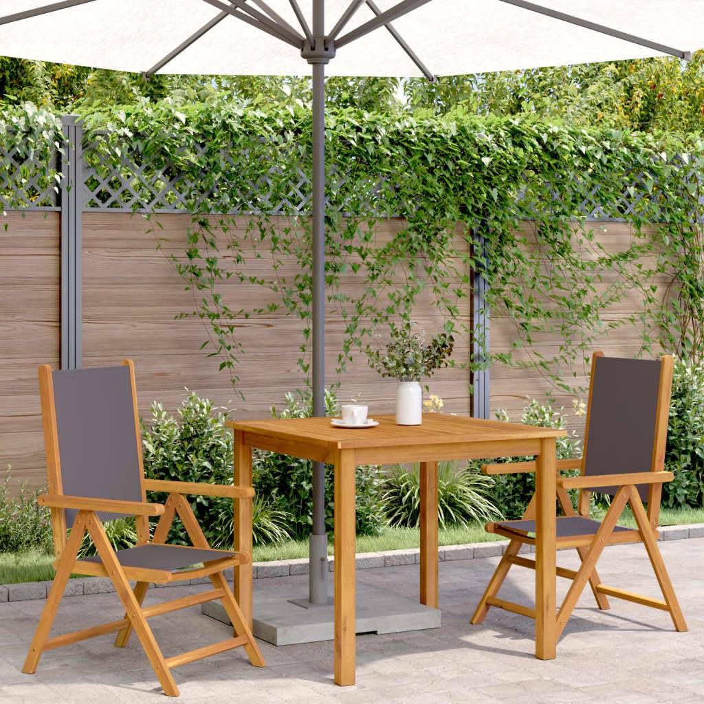 vidaXL Gartenstühle 2 Stk. Anthrazit Massivholz Akazie & Stoff