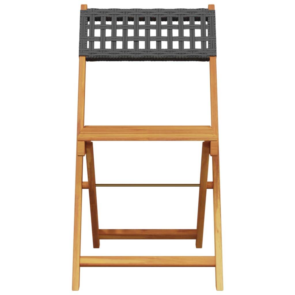 vidaXL Gartenstühle 6 Stk. Klappbar Schwarz Poly Rattan & Massivholz