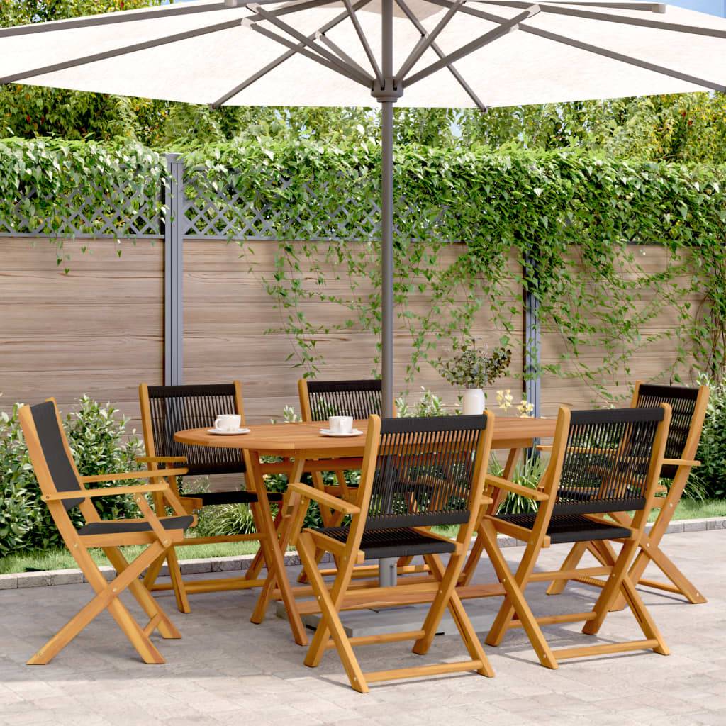 vidaXL Gartenstühle 6 Stk. Klappbar Schwarz Massivholz Akazie