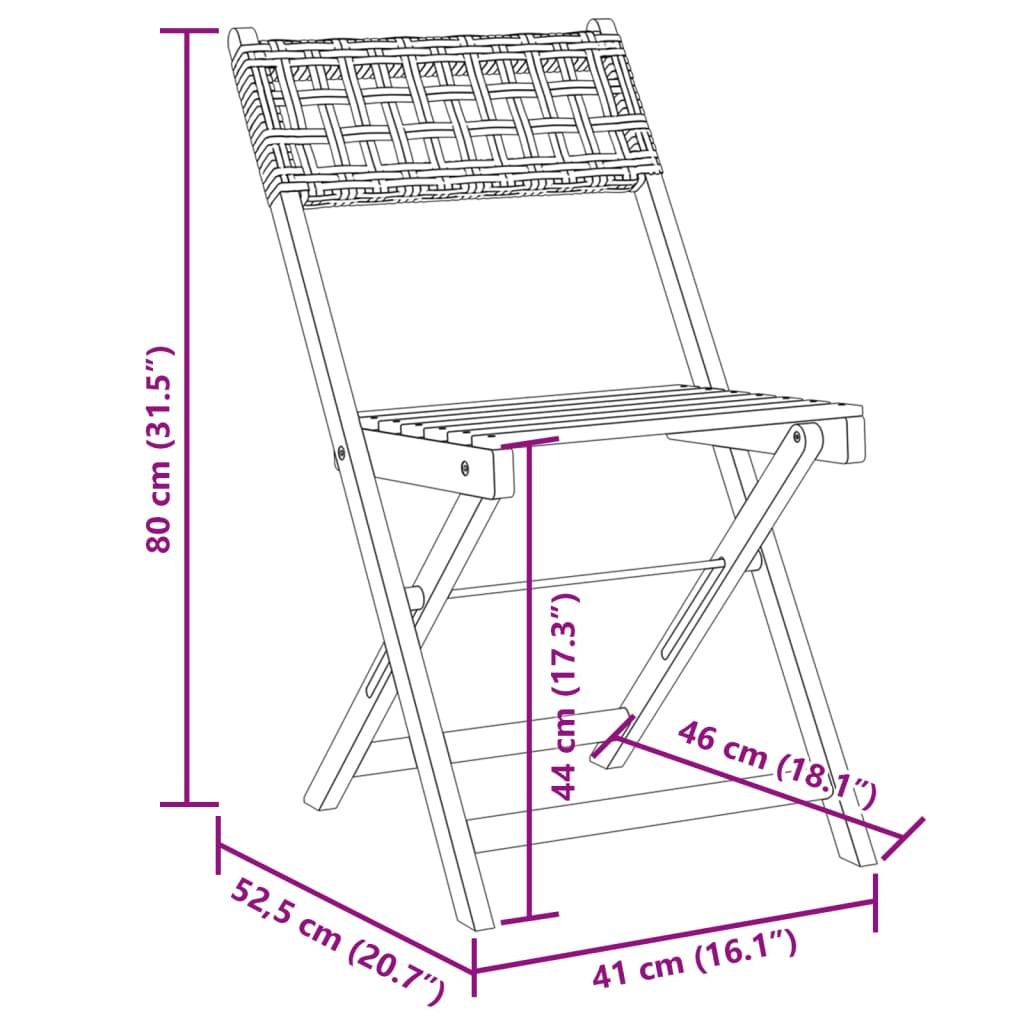 vidaXL Gartenstühle 4 Stk. Klappbar Schwarz Poly Rattan & Massivholz