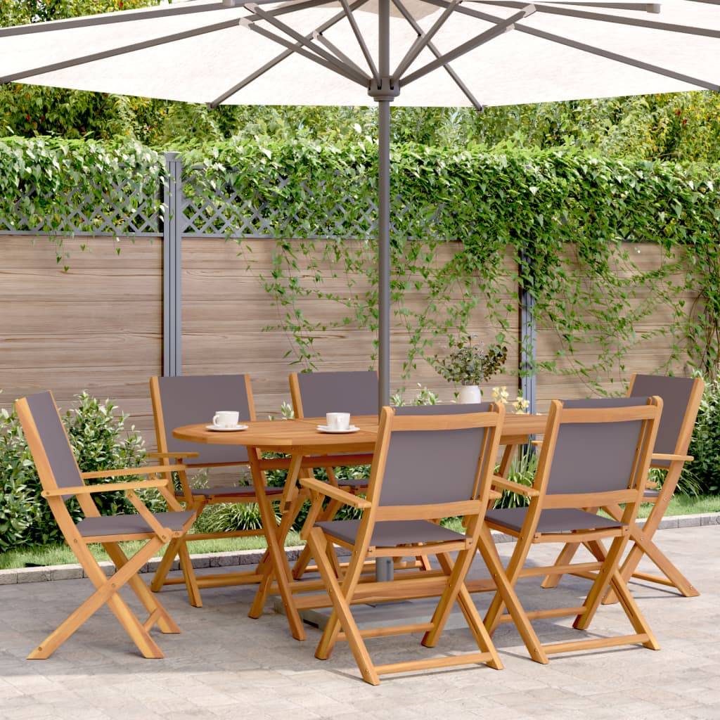 vidaXL Gartenstühle 8 Stk. Klappbar Anthrazit Stoff und Massivholz