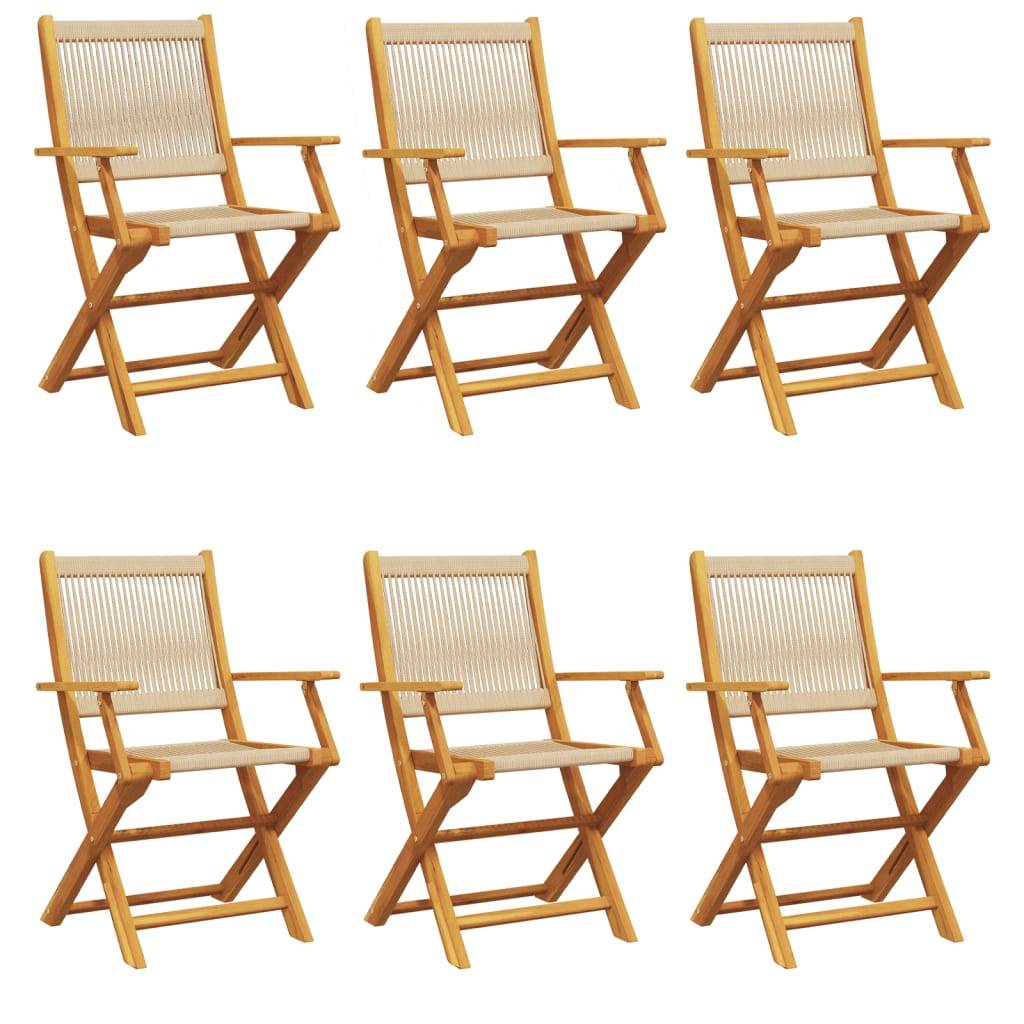 vidaXL Gartenstühle 6 Stk. Klappbar Beige Massivholz Akazie