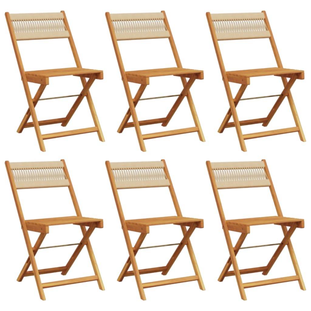 vidaXL Gartenstühle 6 Stk. Klappbar Beige Massivholz Akazie