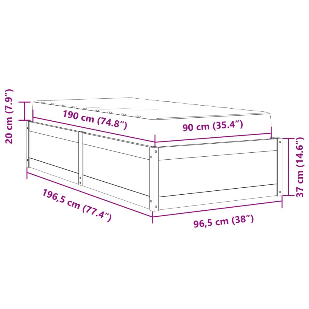 vidaXL Bett mit Matratze Weiß 90x190 cm Massivholz Kiefer