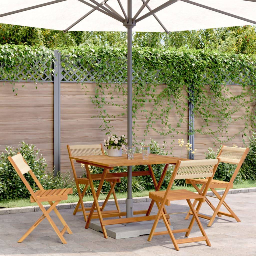 vidaXL 5-tlg. Garten-Essgruppe Polypropylen und Massivholz Beige