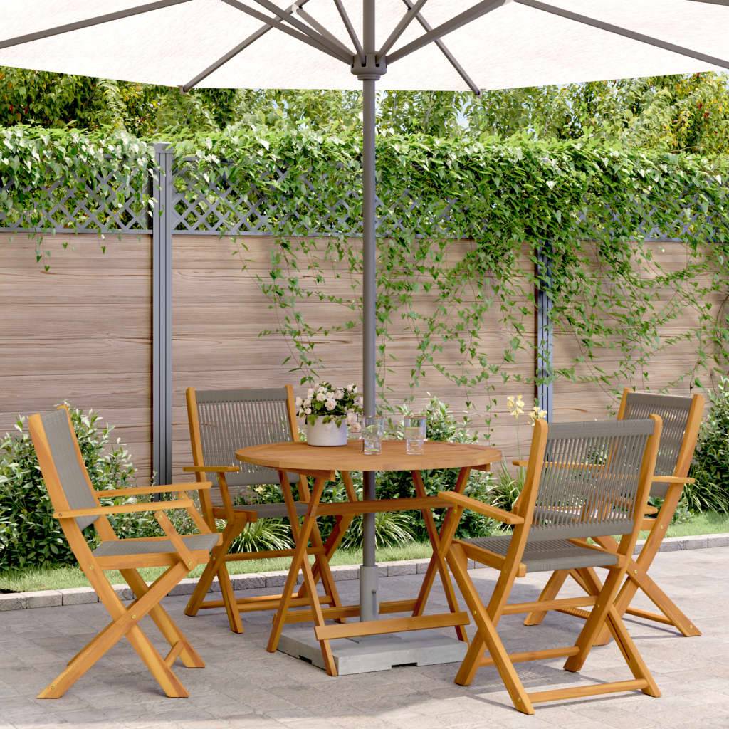 vidaXL 5-tlg. Garten-Essgruppe Polypropylen und Massivholz Grau