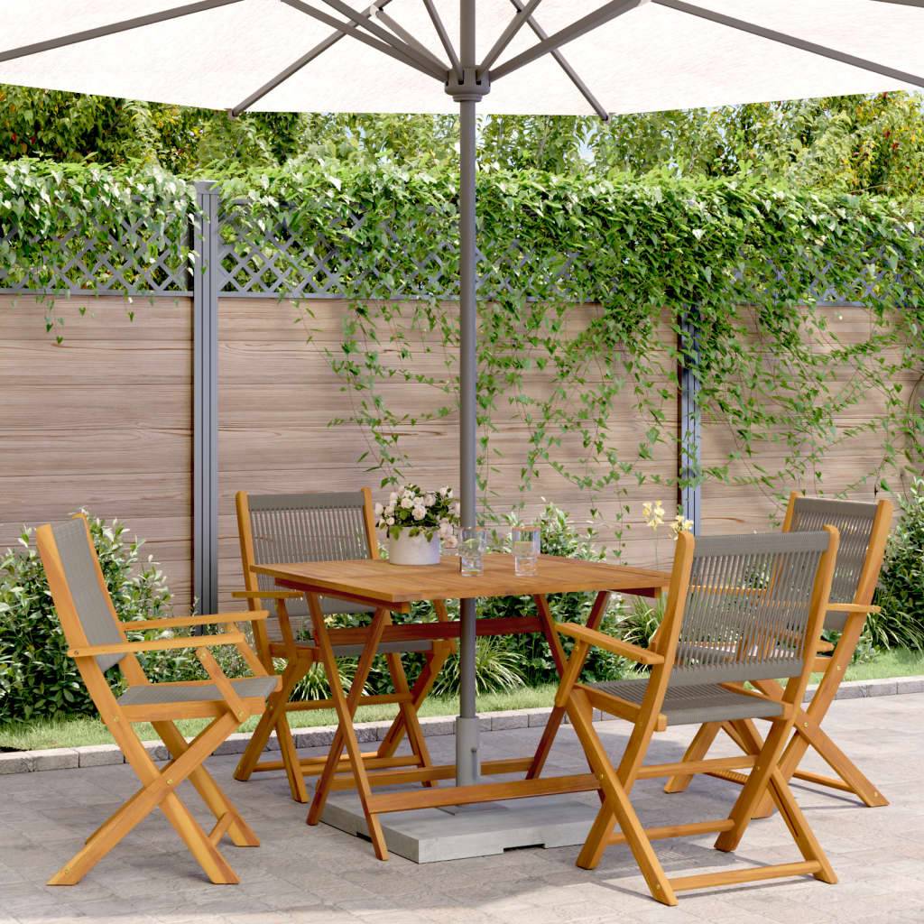 vidaXL 5-tlg. Garten-Essgruppe Polypropylen und Massivholz Grau