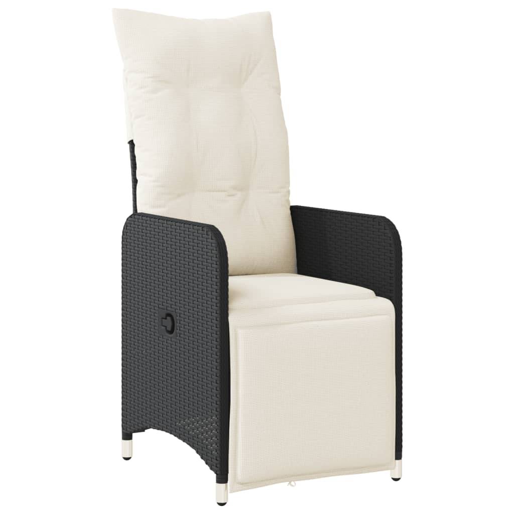 vidaXL 3-tlg. Garten-Bistro-Set mit Kissen Schwarz Poly Rattan