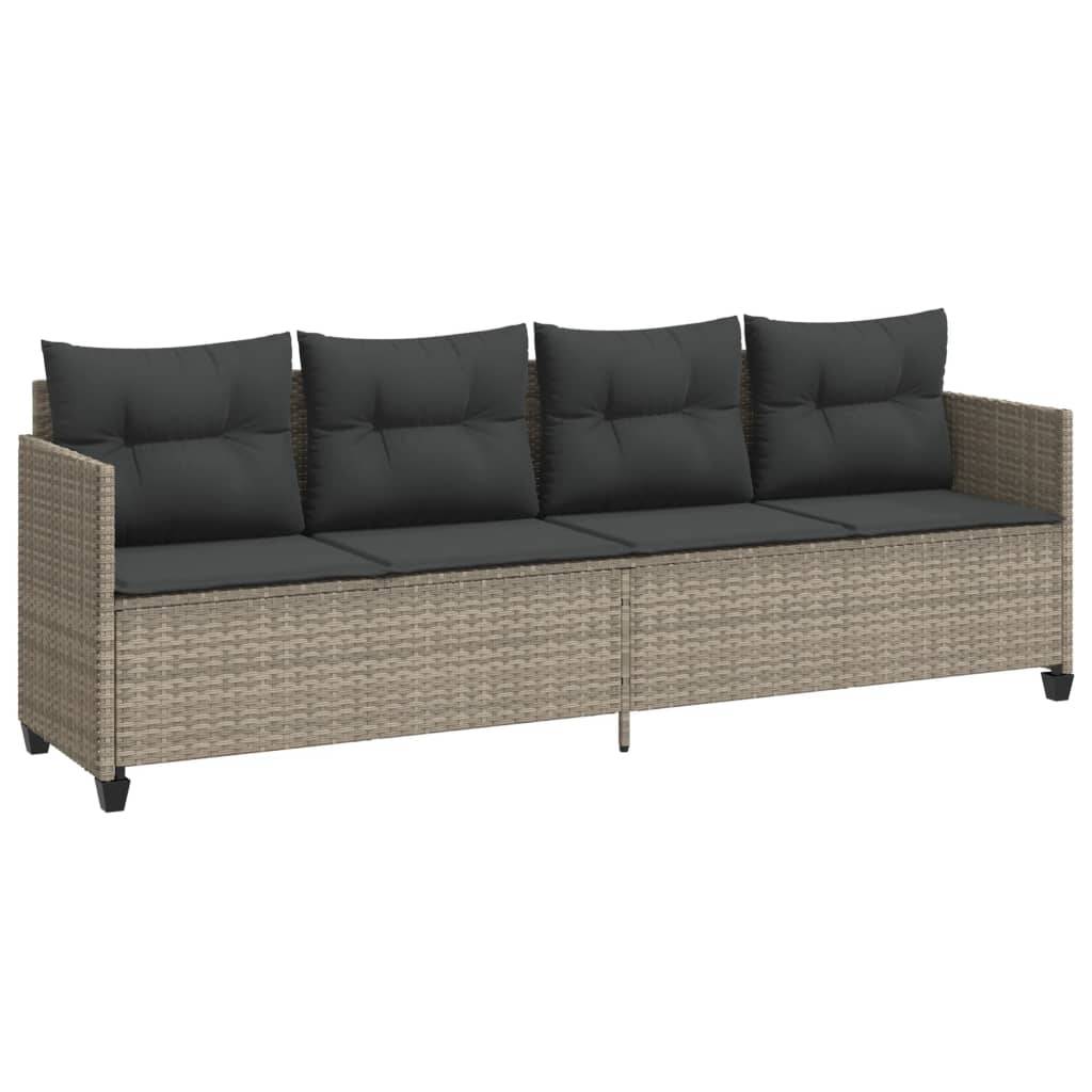vidaXL 5-tlg. Garten-Sofagarnitur mit Kissen Hellgrau Poly Rattan