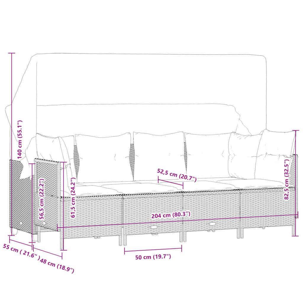 vidaXL 5-tlg. Garten-Sofagarnitur mit Kissen Grau Poly Rattan