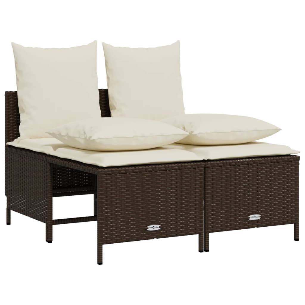 vidaXL 5-tlg. Garten-Sofagarnitur mit Kissen Braun Poly Rattan