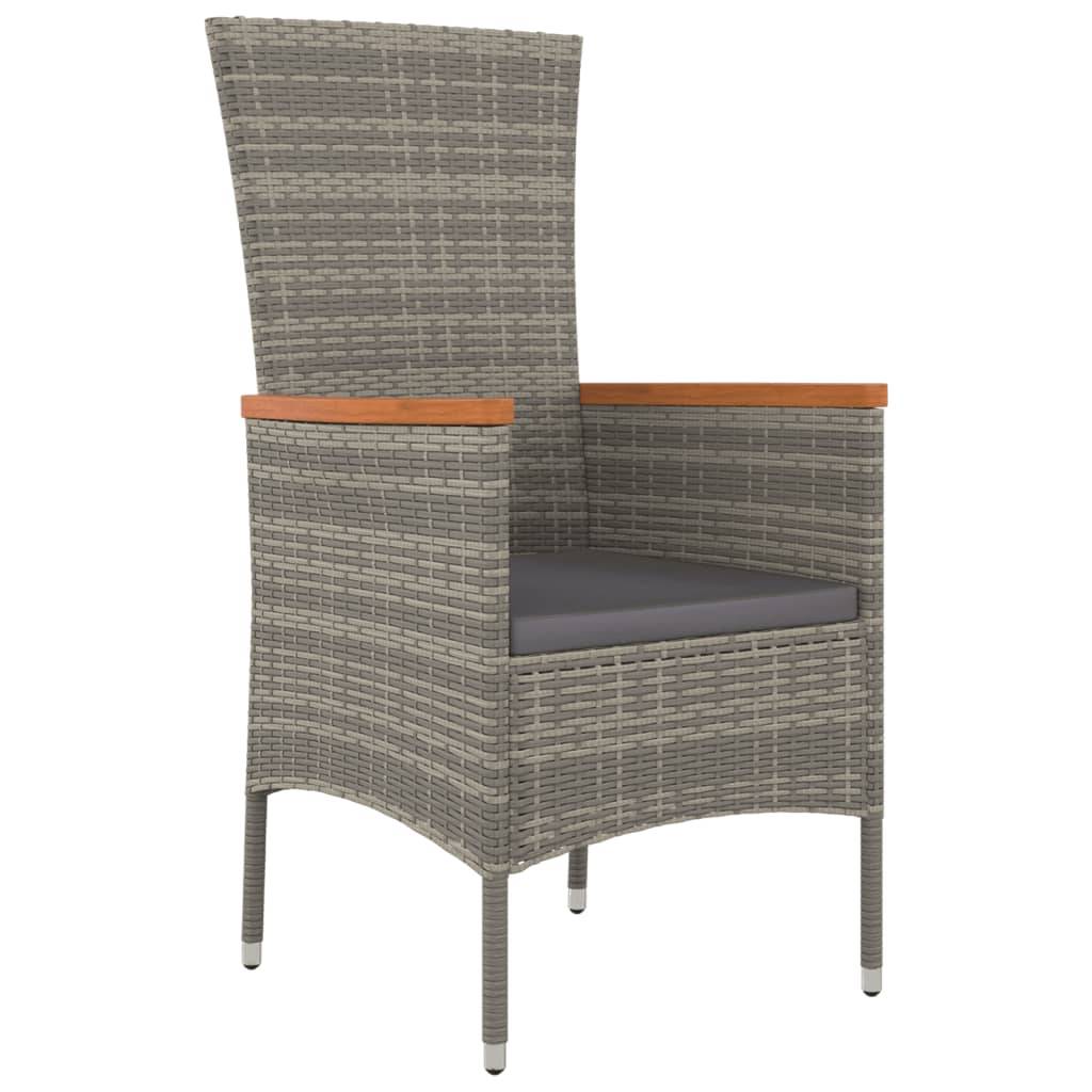 vidaXL 9-tlg. Garten-Essgruppe mit Kissen Grau Poly Rattan