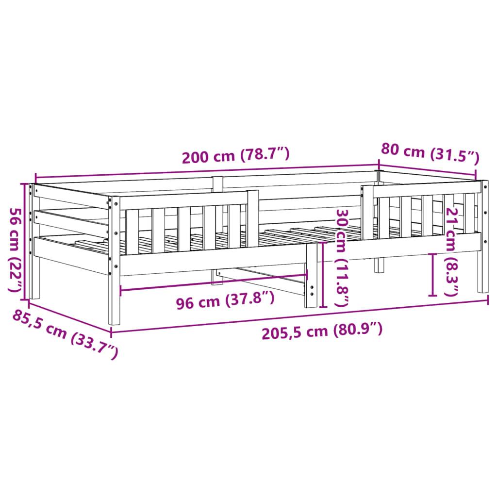 vidaXL Massivholzbett ohne Matratze Wachsbraun 80x200 cm Kiefernholz