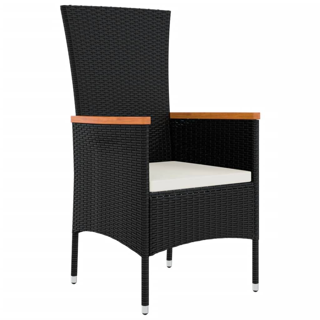 vidaXL 11-tlg. Garten-Essgruppe mit Kissen Schwarz Poly Rattan