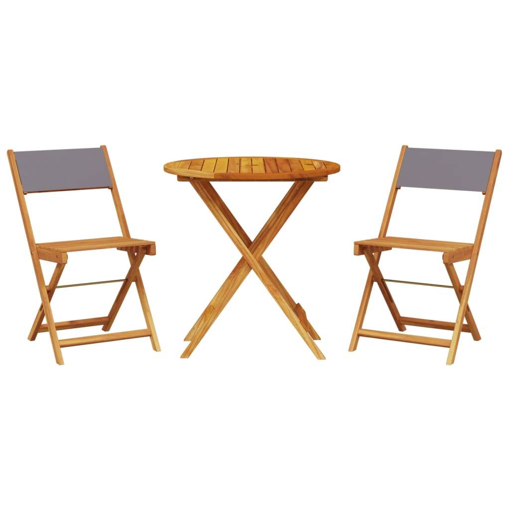 vidaXL 3-tlg. Bistro-Set Anthrazit Stoff und Massivholz
