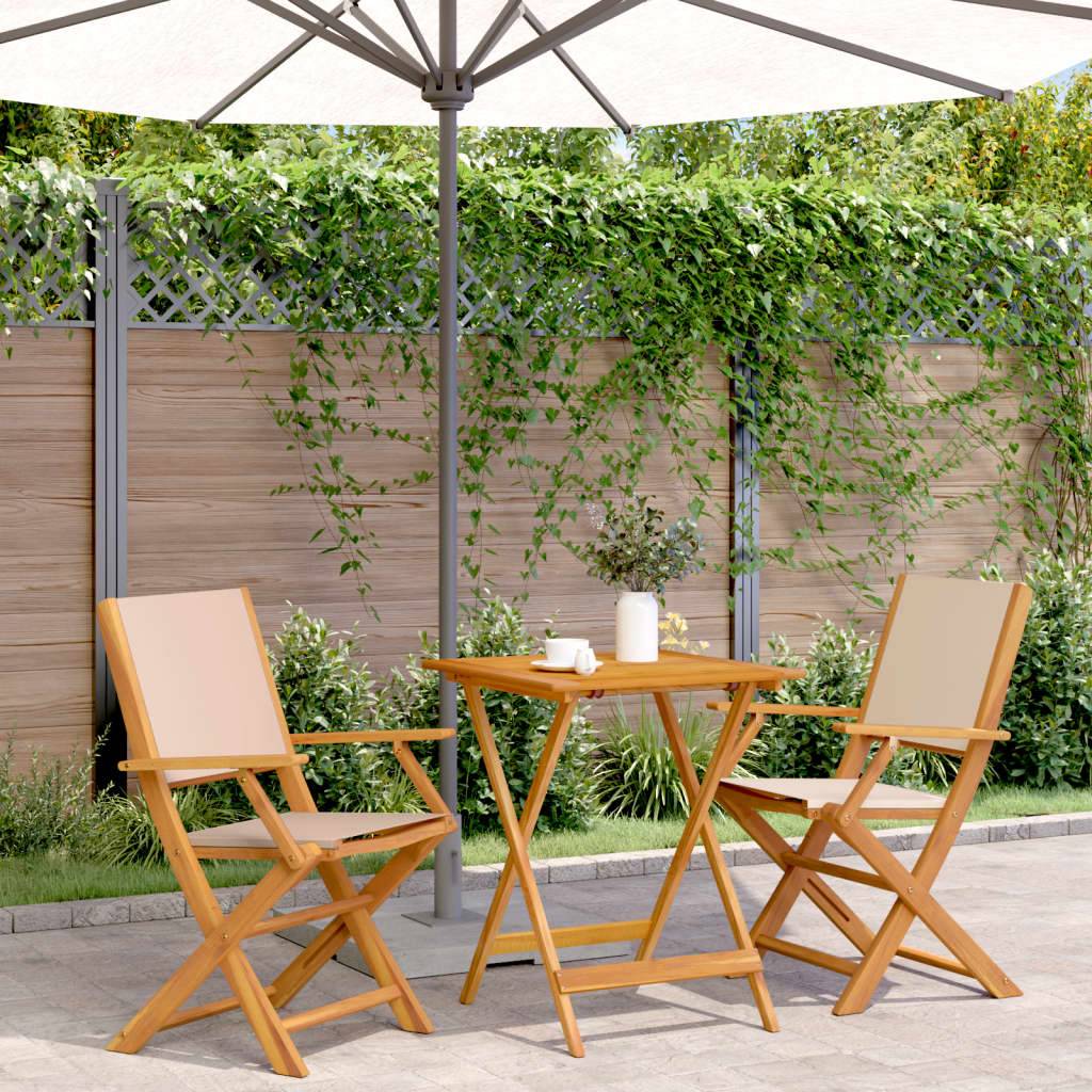vidaXL 3-tlg. Bistro-Set Beige Stoff und Massivholz