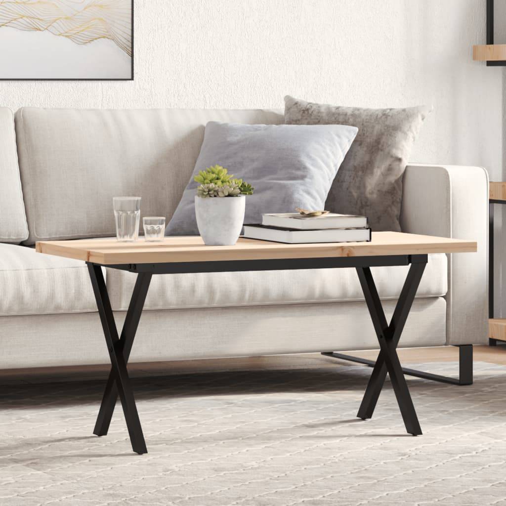vidaXL Couchtisch X-Gestell 100x50x45,5 cm Massivholz Kiefer Stahl