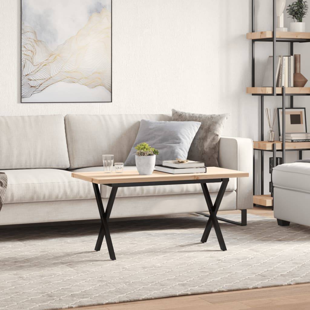vidaXL Couchtisch X-Gestell 100x50x45,5 cm Massivholz Kiefer Stahl