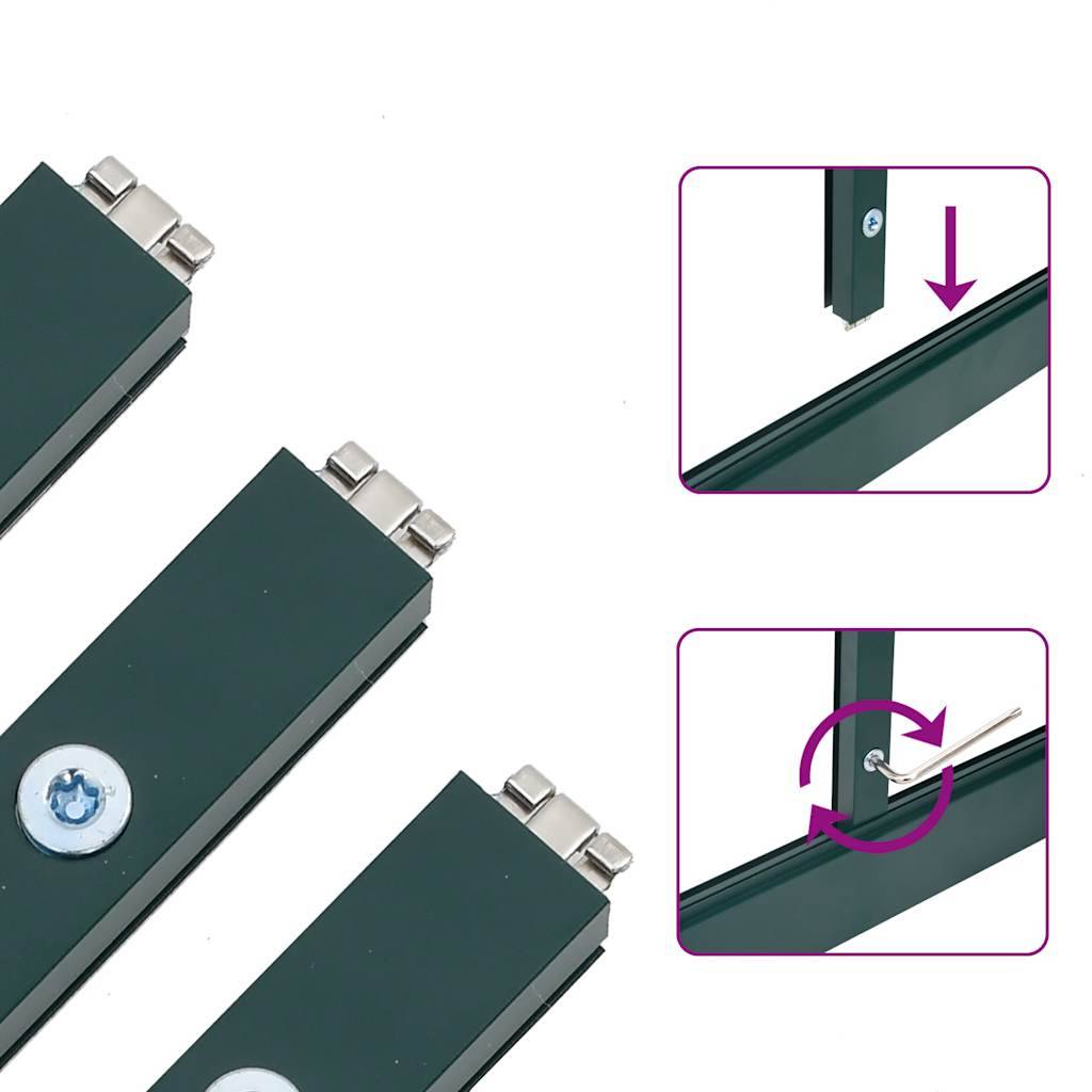 vidaXL Gewächshaus mit Fundamentrahmen Grün 334x169x202 cm Aluminimum