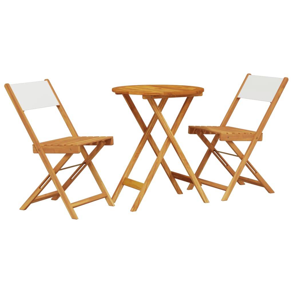 vidaXL 3-tlg. Bistro-Set Cremeweiß Stoff und Massivholz
