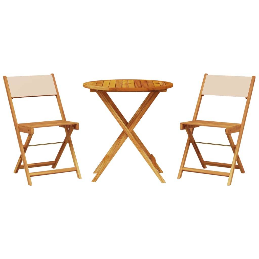 vidaXL 3-tlg. Bistro-Set Beige Stoff und Massivholz