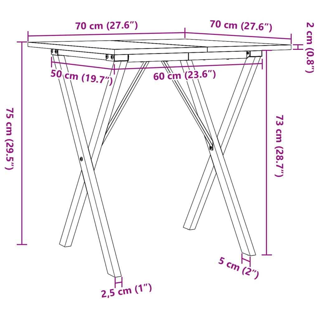 vidaXL Esstisch X-Gestell 70x70x75 cm Massivholz Kiefer und Stahl
