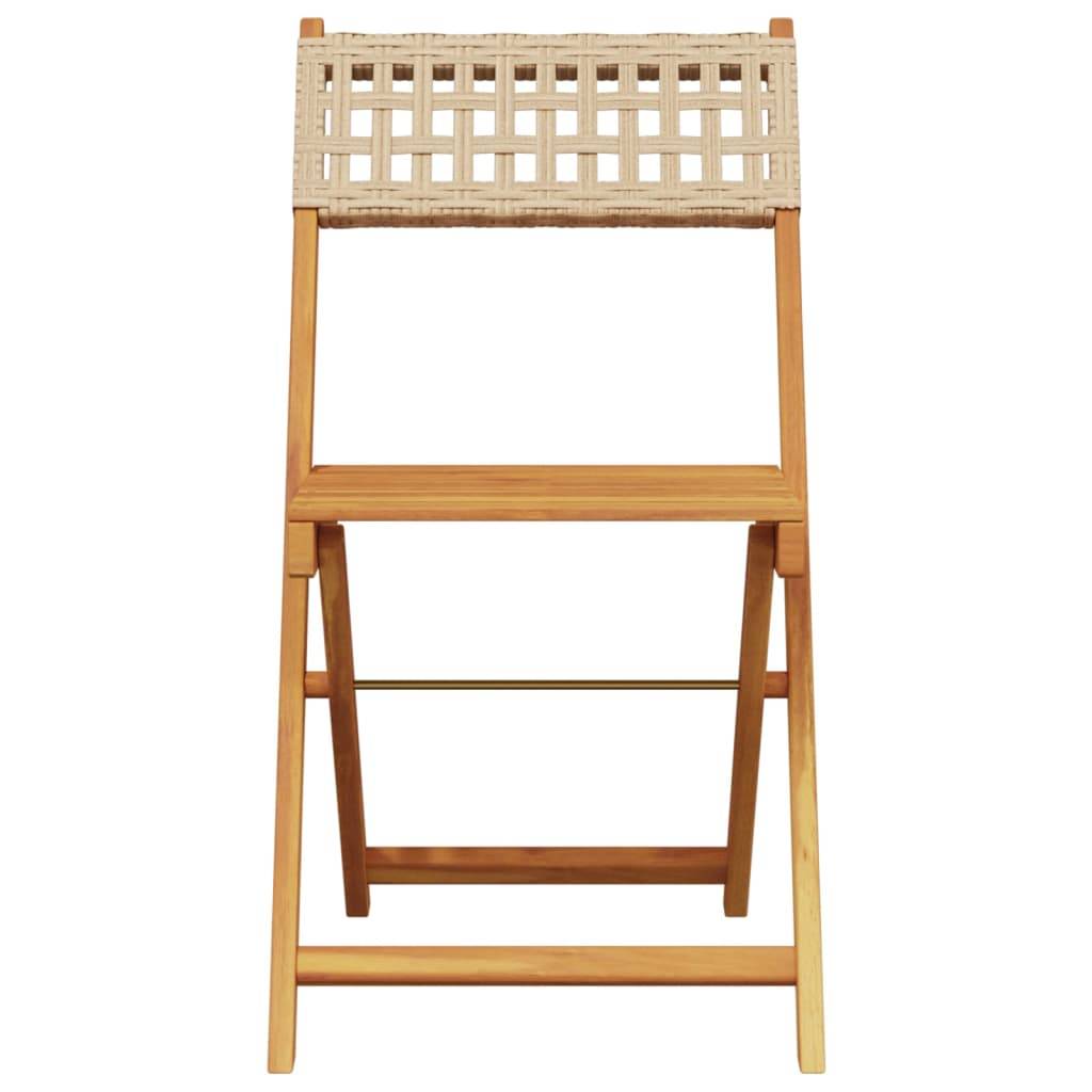 vidaXL 5-tlg. Garten-Essgruppe Beige Poly Rattan und Massivholz