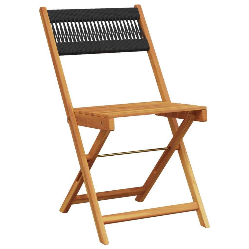 vidaXL 3-tlg. Bistro-Set Schwarz Polypropylen und Massivholz