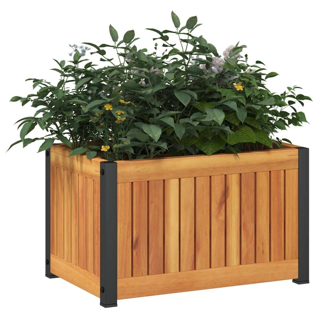 vidaXL Pflanzkübel 45x30x27,5 cm Massivholz Akazie und Stahl