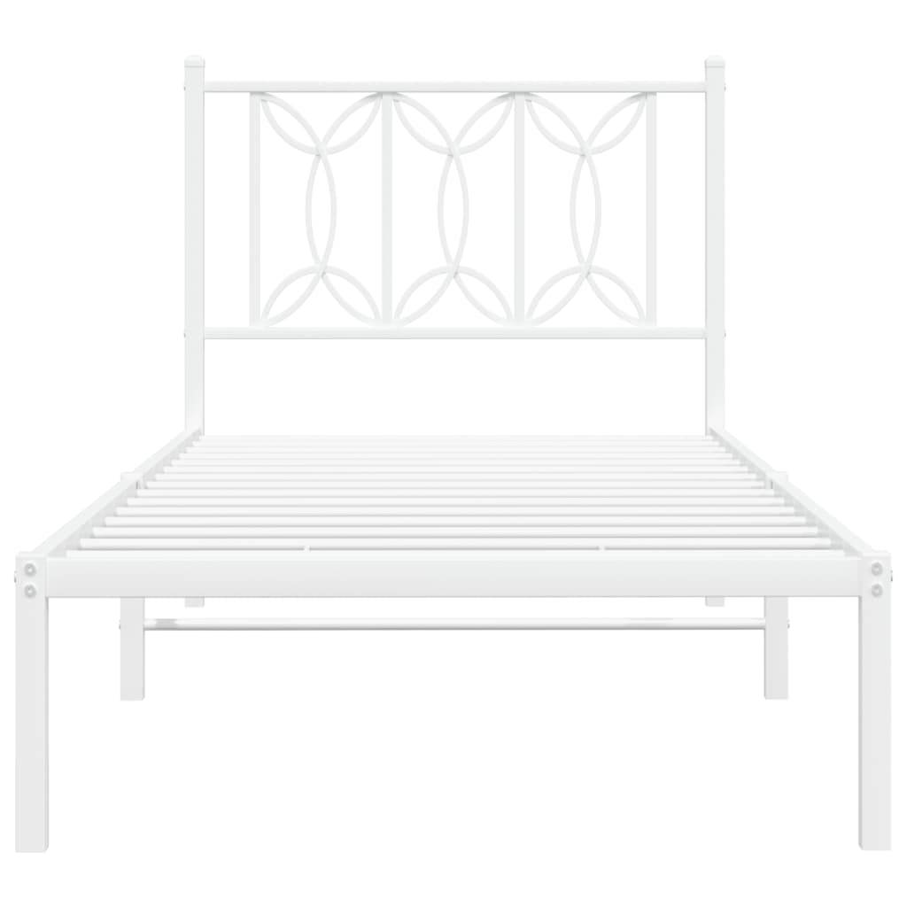 vidaXL Bettgestell mit Kopfteil Metall Weiß 90x200 cm