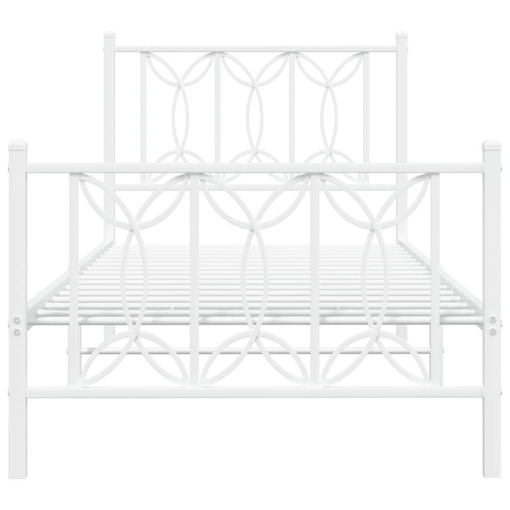 vidaXL Bettgestell mit Kopf- und Fußteil Metall Weiß 75x190 cm
