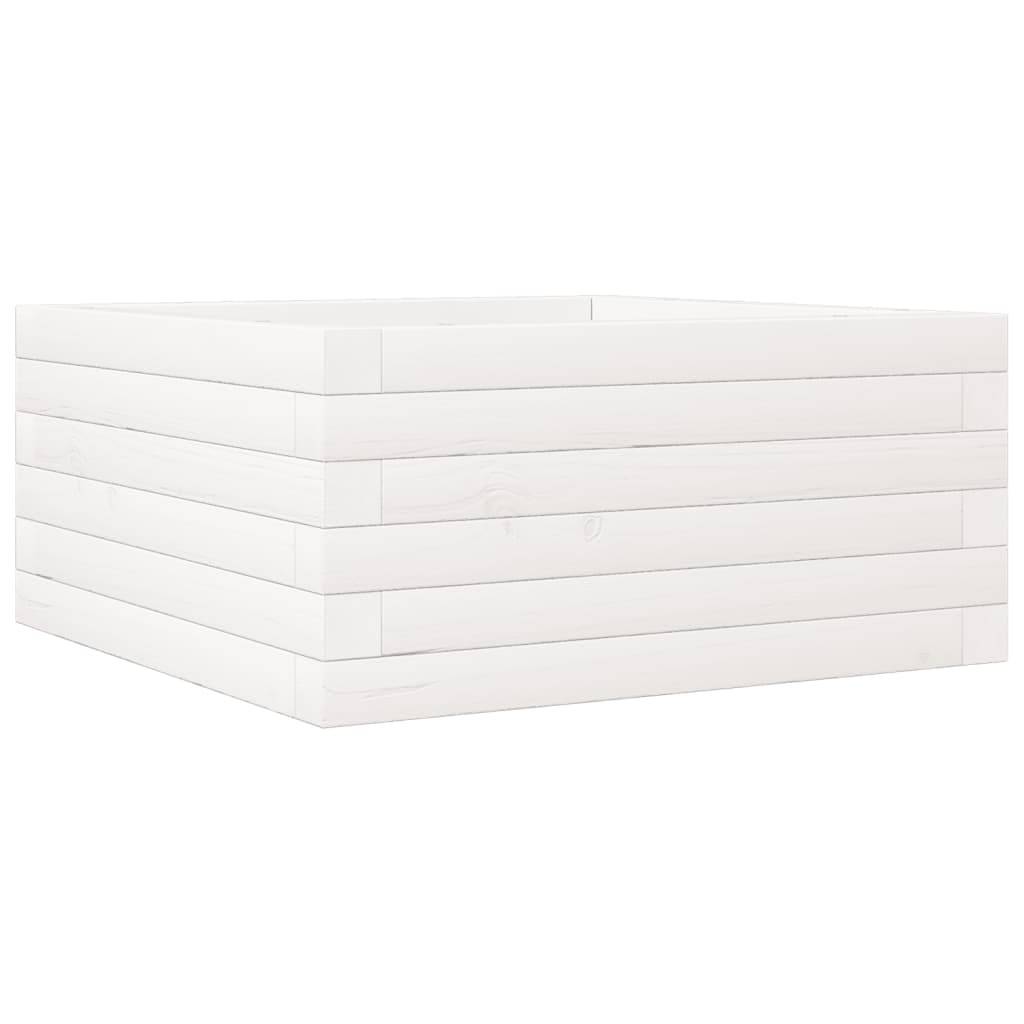 vidaXL Pflanzkübel Weiß 50x50x23 cm Massivholz Kiefer