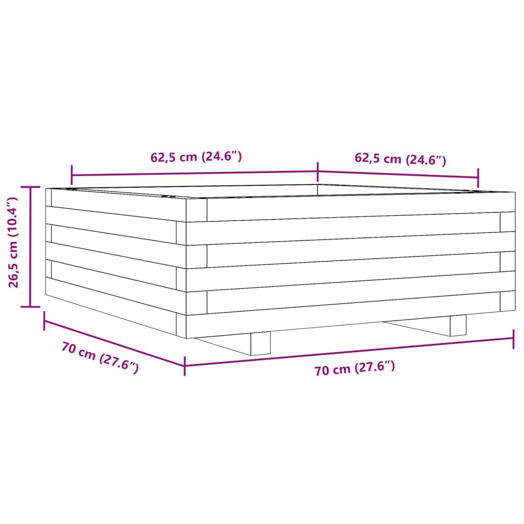 vidaXL Pflanzkübel Weiß 70x70x26,5 cm Massivholz Kiefer
